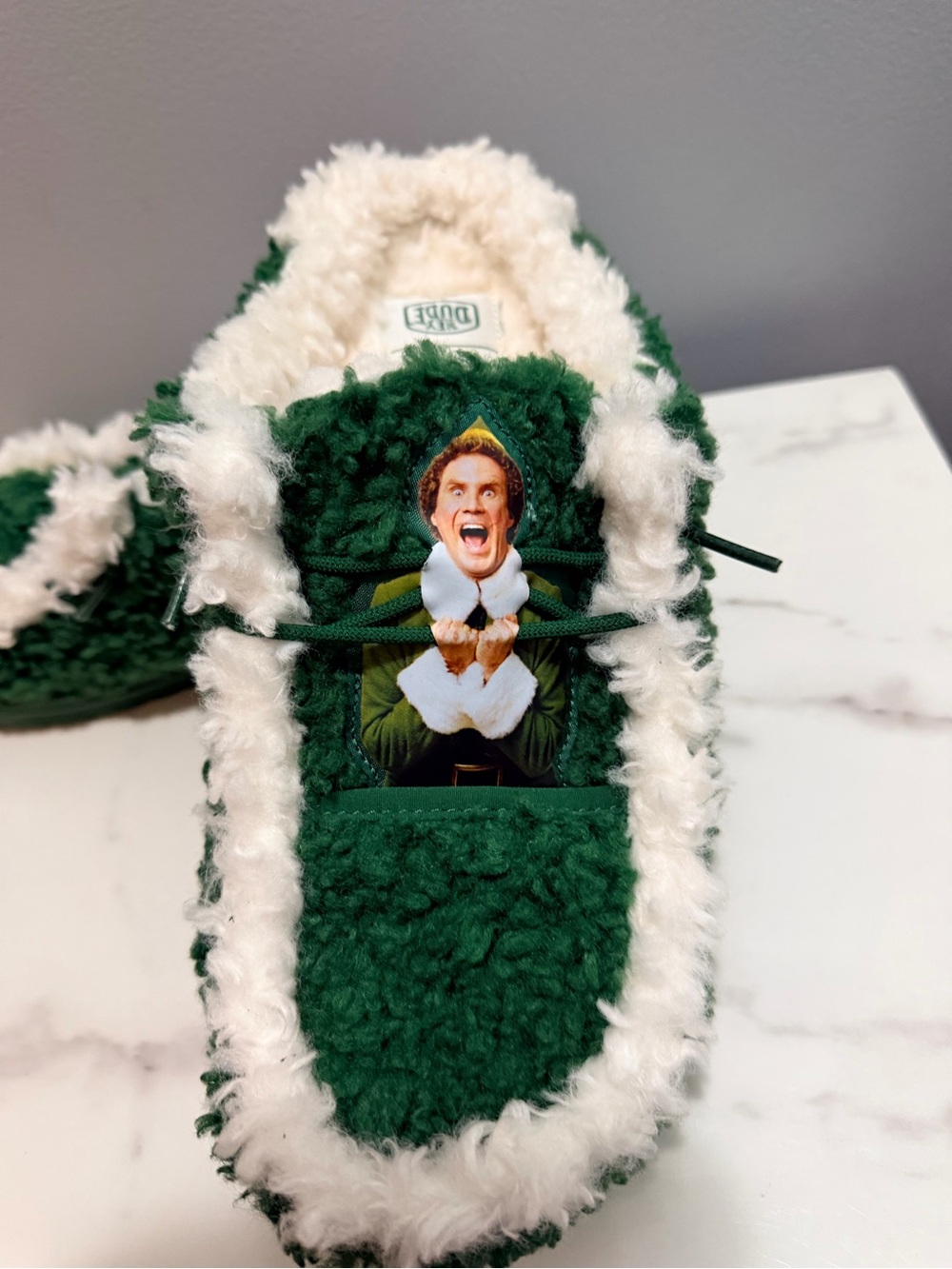 Hey dude men’s Wally mules Green Faux-Fur Holiday Slip-On Slippers - Picture 2 of 6